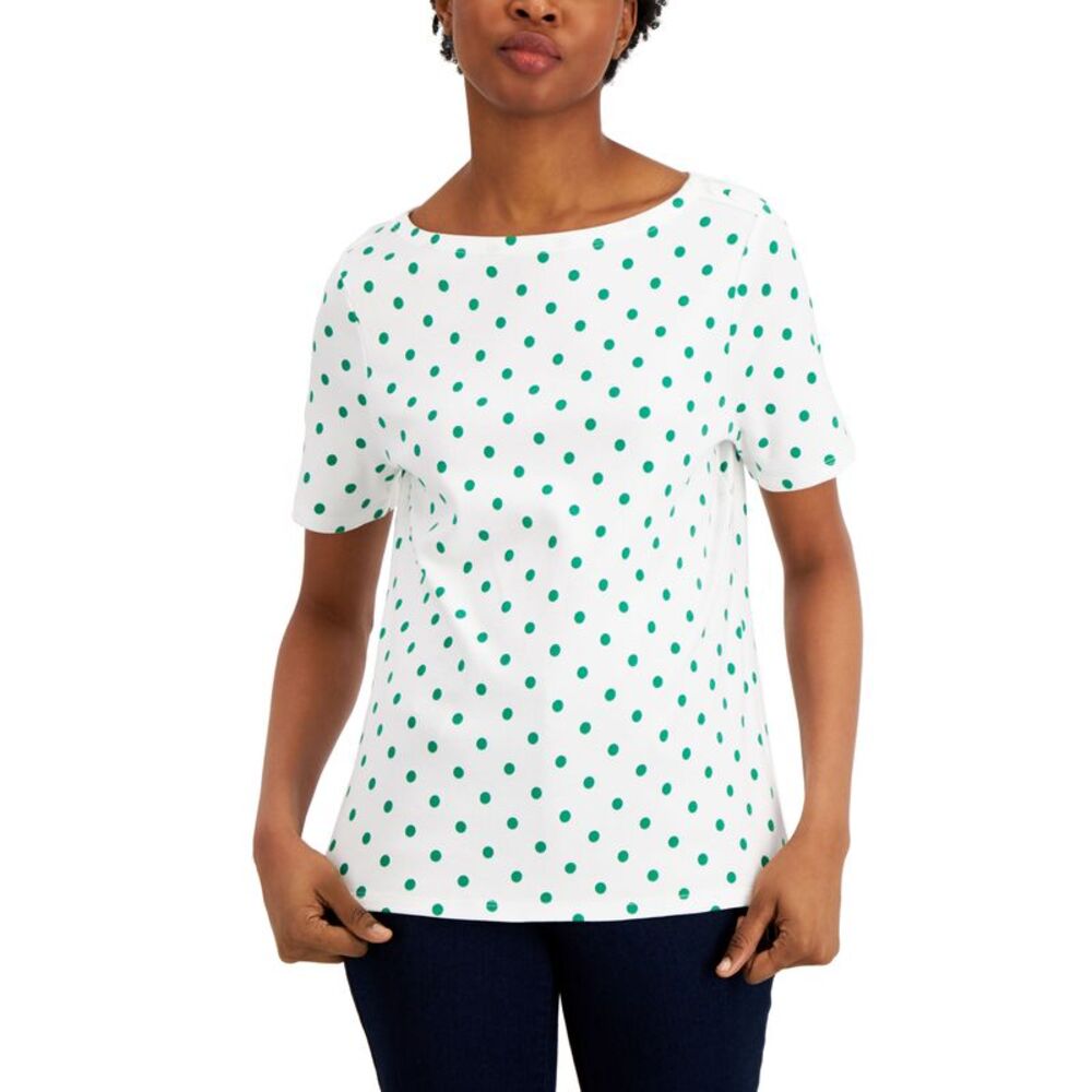 Charter Club Cotton Dot Print Top